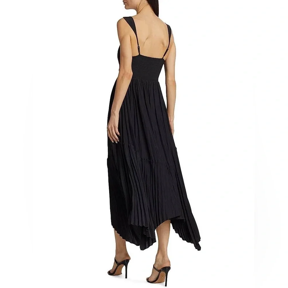 Ramy Brook Black August Pleated Maxi Dress